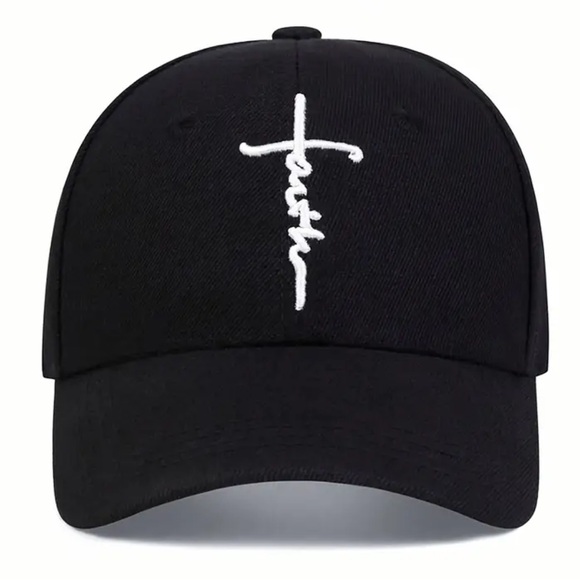 Black Baseball Cap with White Embroidery “FAITH” NWT - Picture 2 of 6